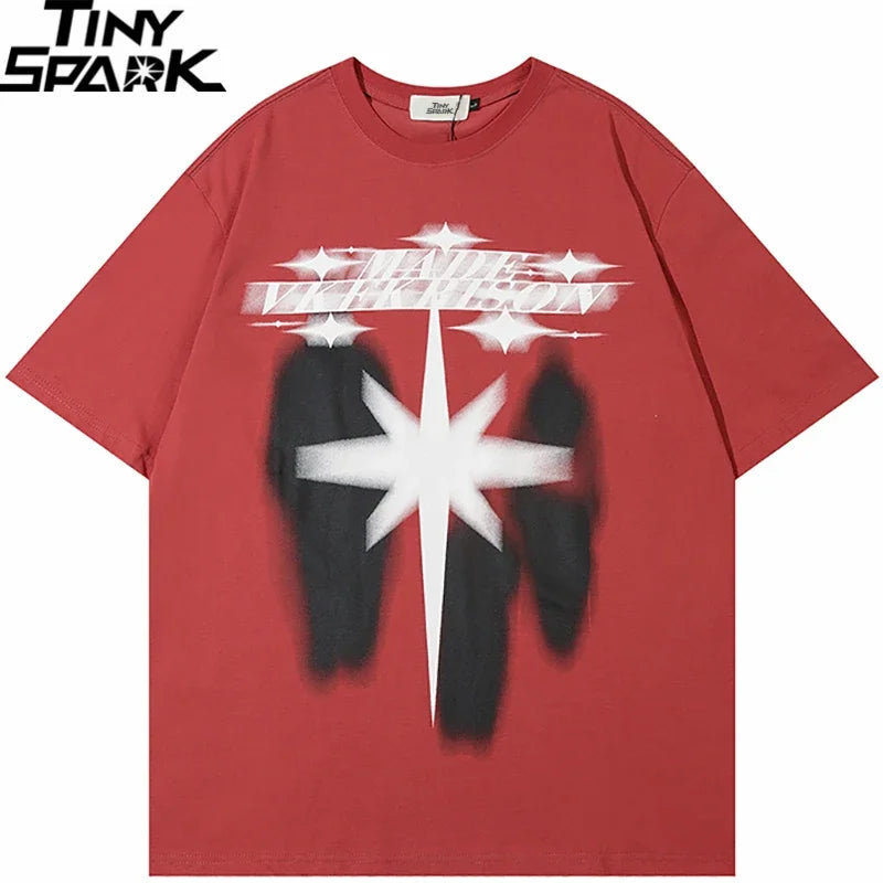 Black Star Shadow Graphic Oversized T-Shirt — detail shot