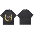 Black Fire Flame Washed T-Shirt — styling shot