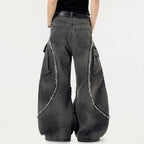 Vintage White Denim Baggy Jeans — detail shot