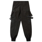 Punk Black Spliced Cargo Pants — fabric close-up
