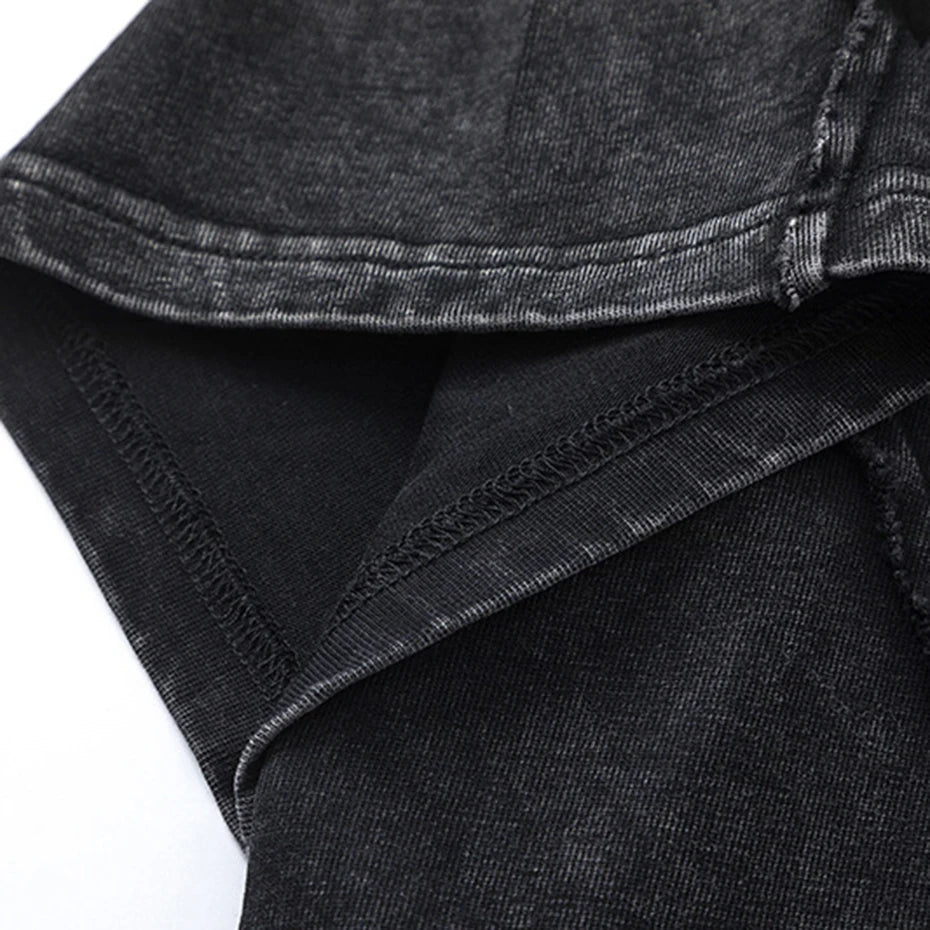 Punk Black Patchwork Oversized T-Shirt — detail shot