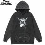 Retro Black Doberman Dog Graphic Oversized Hoodie — front view