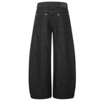 Leg Vintage Black Denim Baggy Jeans — back view