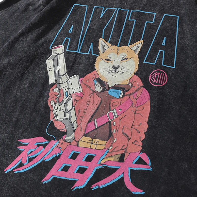 Black Cartoon Anime Graphic T-Shirt — detail shot