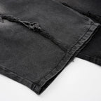 Tassel Vintage Patchwork Denim Baggy Jeans — fabric close-up