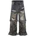 Vintage Camouflage Patchwork Denim Baggy Jeans — styling shot