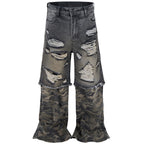 Vintage Camouflage Patchwork Denim Baggy Jeans — styling shot