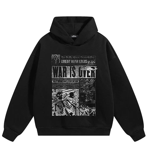 Vintage Skull Graphic Side Pocket Hoodie — fabric close-up