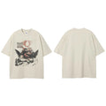Classical Art Print Vintage Beige T-Shirt — fabric close-up
