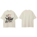 Classical Art Print Vintage Beige T-Shirt — fabric close-up