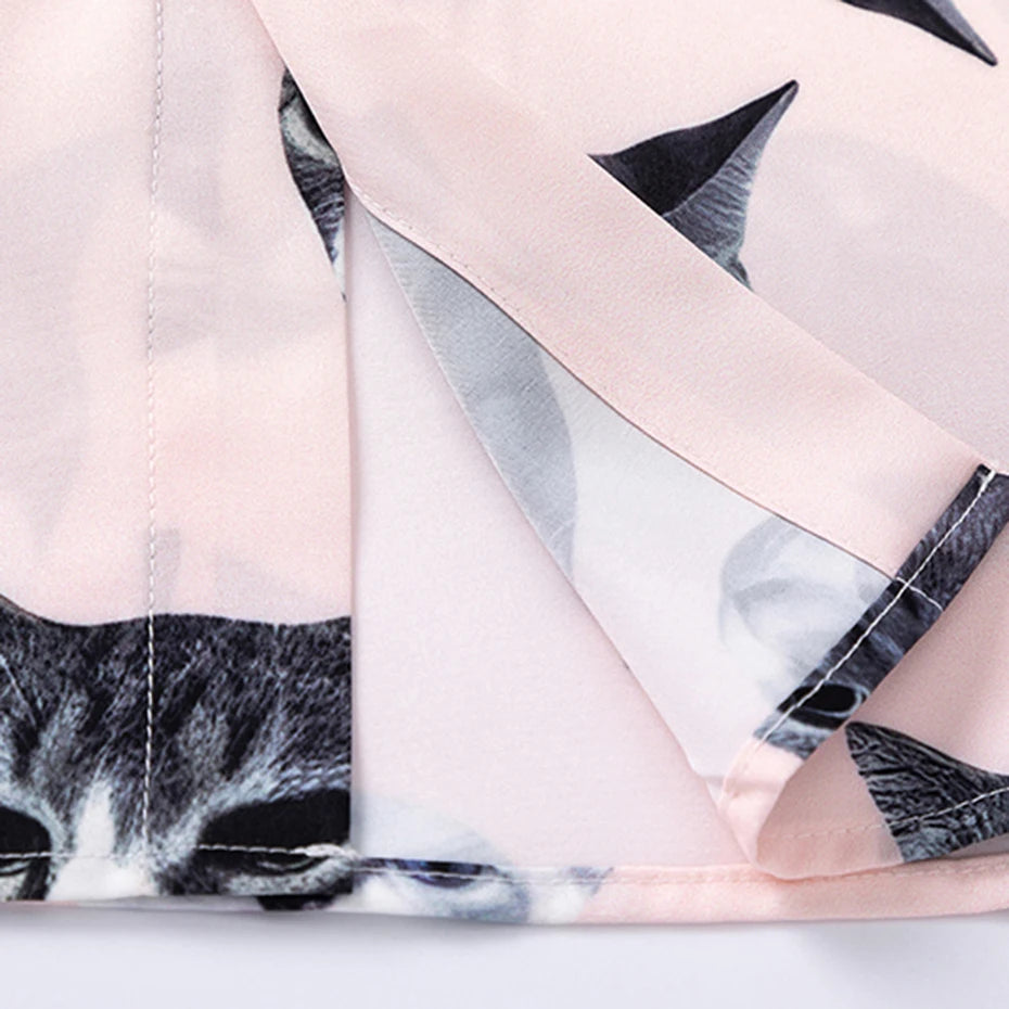 Cat Graphic Oversized Shirt — fit shot