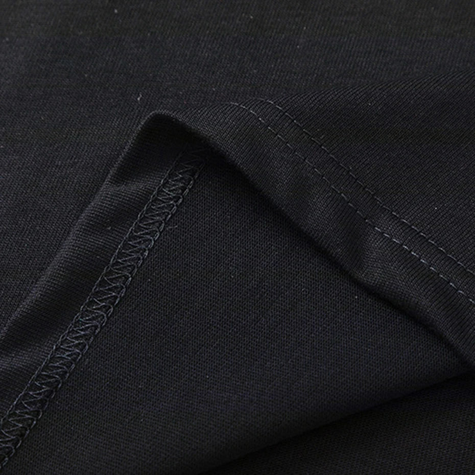 Black Spliced Graphic Oversized T-Shirt — fit shot