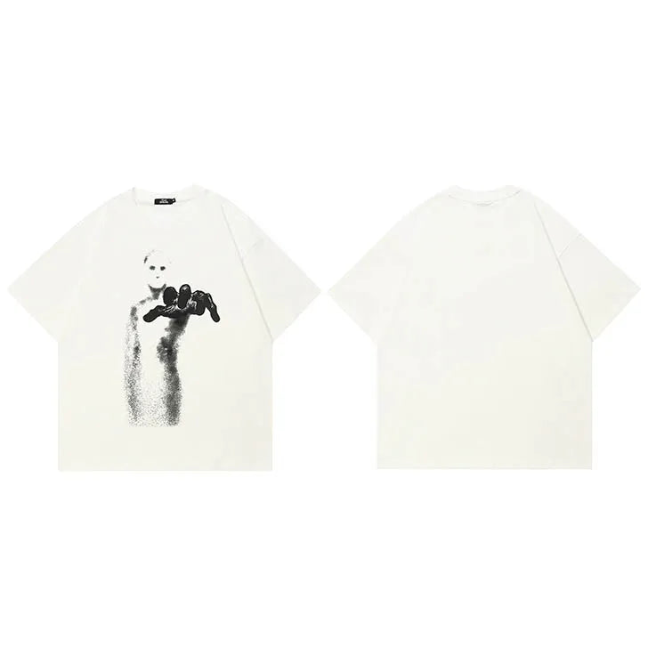 White Beige Shadow Graphic T-Shirt — styling shot