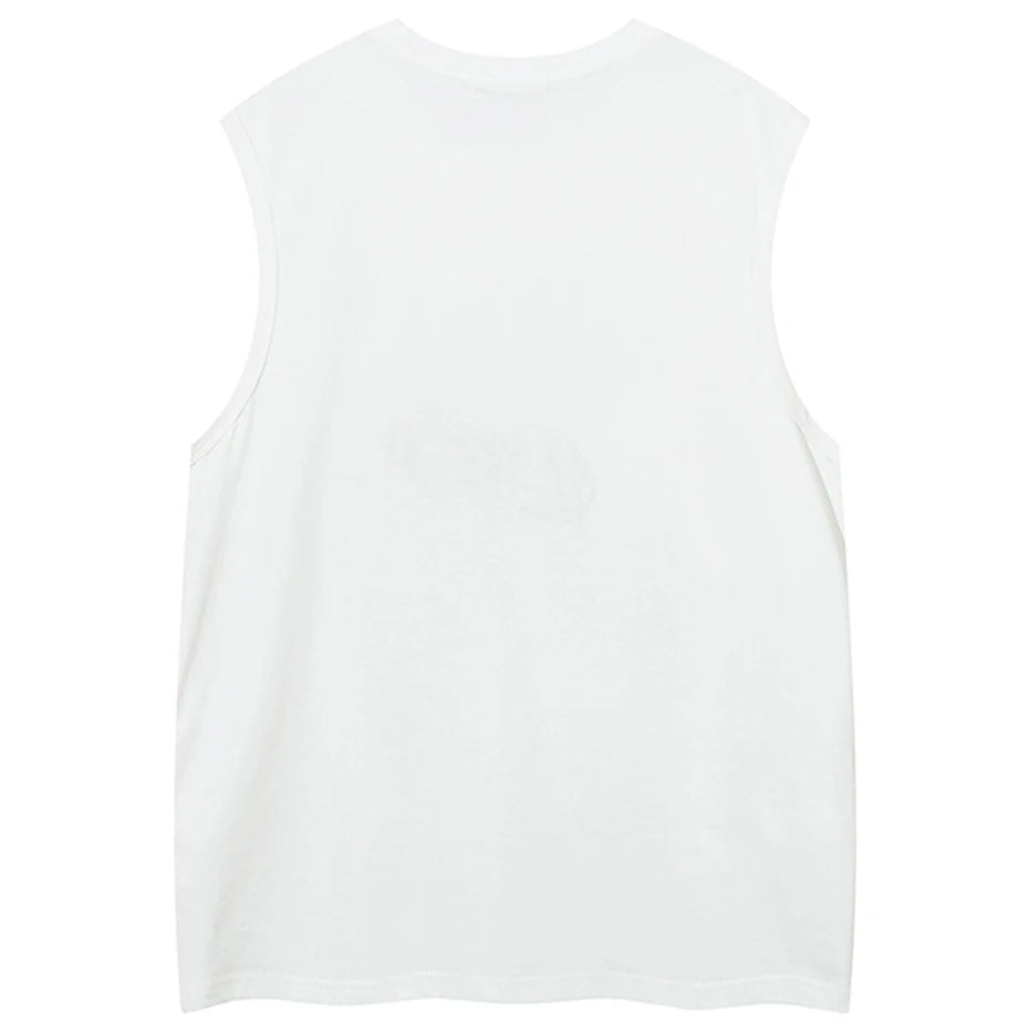 Y2K Black Star Patchwork Oversized Vest — detail shot