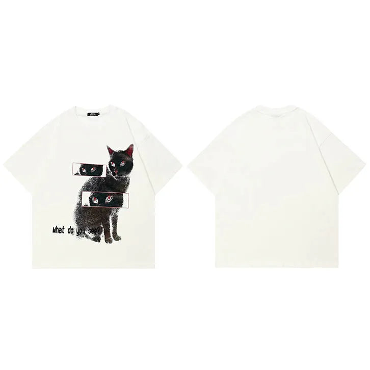 Black Cat Eyes Faded T-Shirt — styling shot