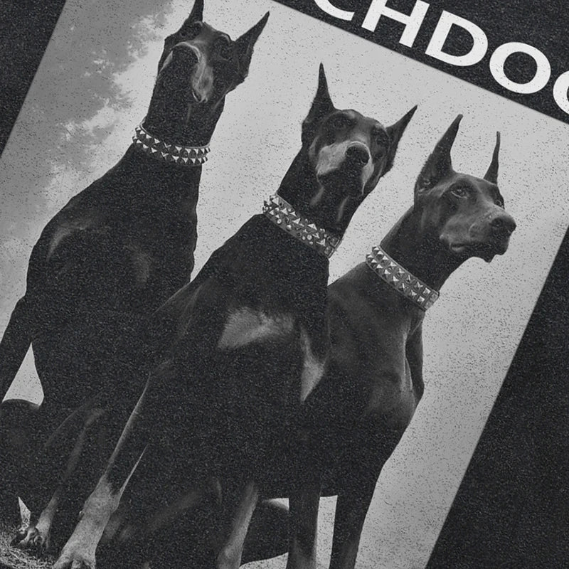 Animal Vintage Black Doberman Dog Washed T-Shirt — front view