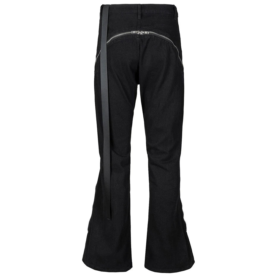Red Zip Denim Flare Jeans — front view