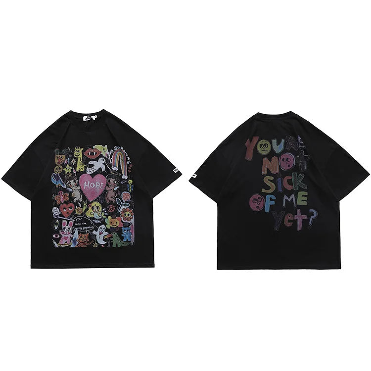 Letter Heart Print T-Shirt — back view