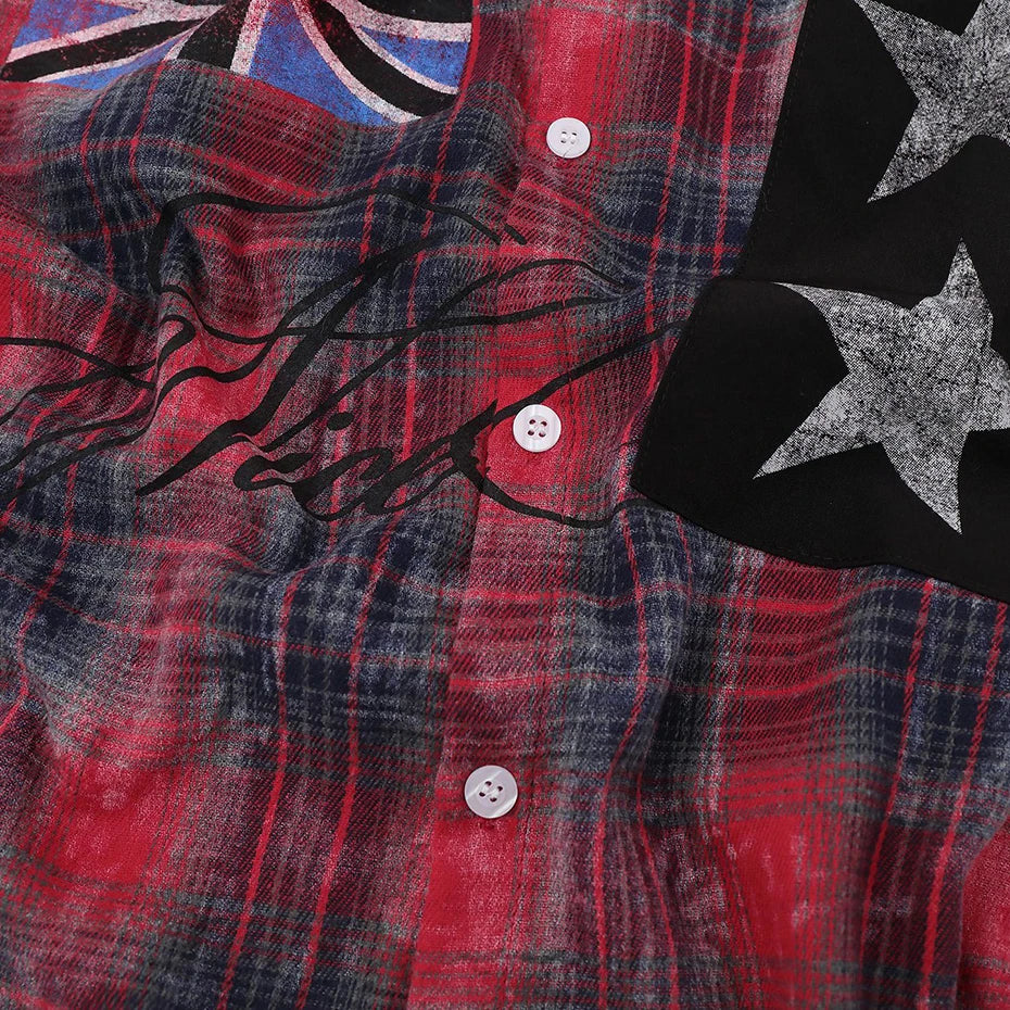 Shirts Vintage Plaid Oversized Shirt — fit shot