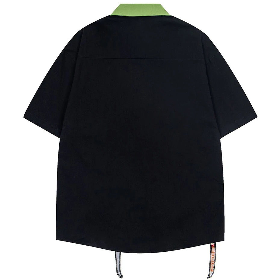 Cat Embroidered Loose Shirt — front view