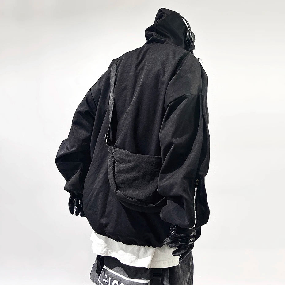 Techwear Car Hooded Oversized Coat — fabric close-up