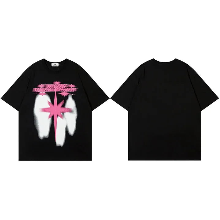 Black Star Shadow Graphic Oversized T-Shirt — side view