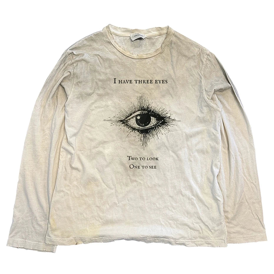 Vintage Graffiti Graphic Oversized Long Sleeve Tee — close-up