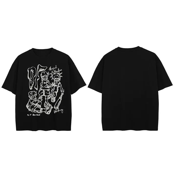 Anime Cartoon Graphic T-Shirt — side view