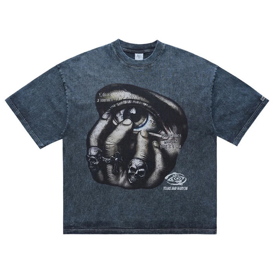 Short Vintage Graphic Oversized T-Shirt — back view