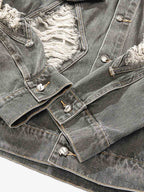 Retro Washed Distressed Denim Jacket