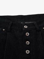 Croc Embossed Pocket Rivet Wide Leg Denim Jeans