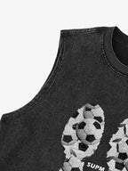 Soccer Ball Footprint Graphic Sleeveless T-Shirt
