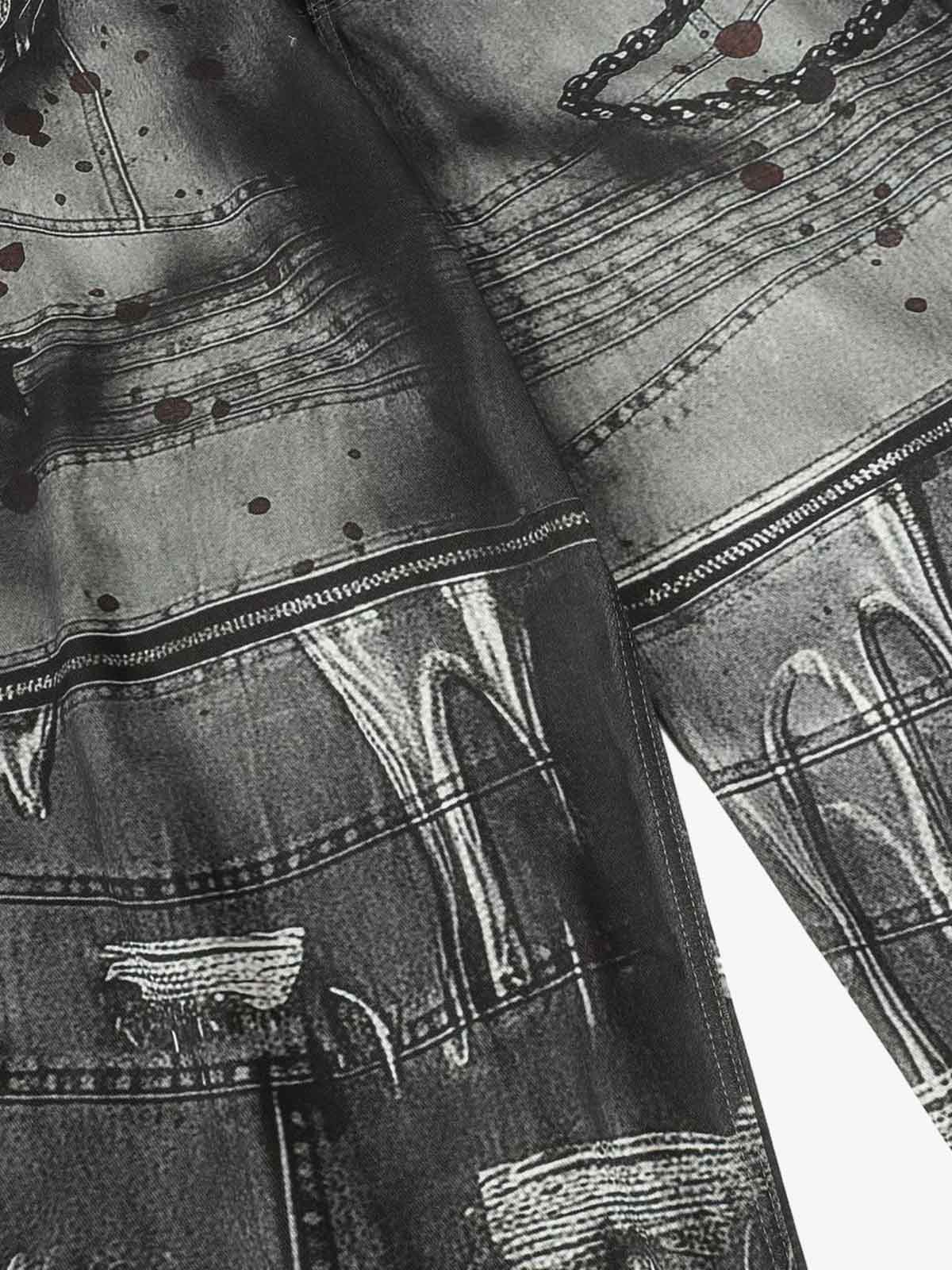 Abstract Graphic Print Wide Leg Barrel Jeans