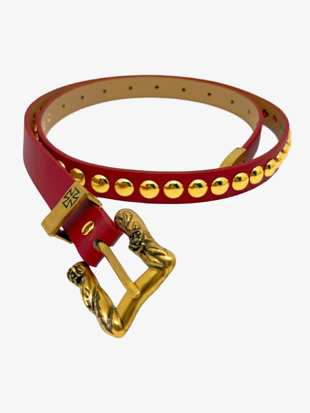Gothic Cross Studded PU Leather Belt with Alloy Buckle