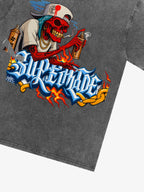 Street Skull Graffiti Artist Flame Flower Font T-Shirt