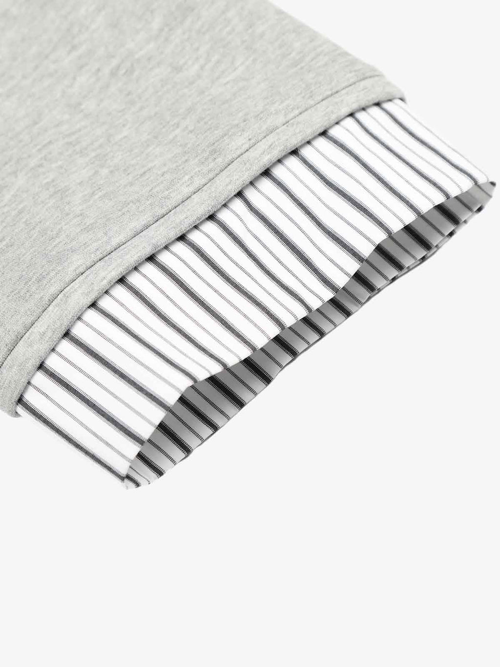 Button Detail Striped Panel Faux Layered Jacket