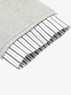 Button Detail Striped Panel Faux Layered Jacket