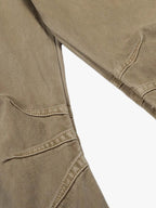 Curved Barrel Leg Inner Pleat Utility Jeans
