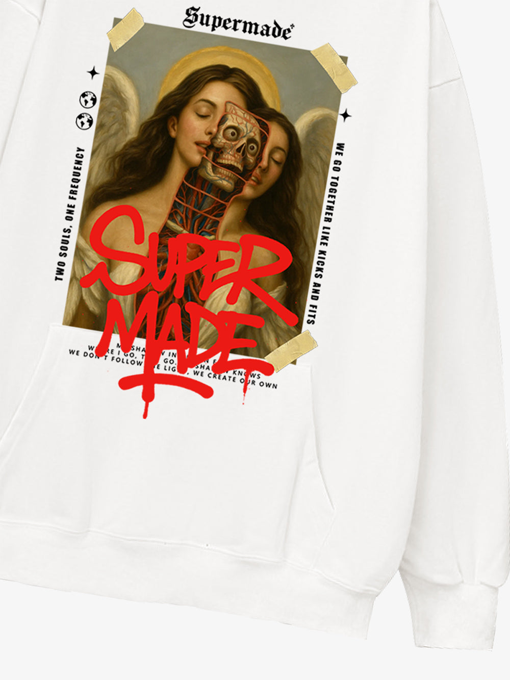 Skull And Face Two Soul Pattern Hoodie