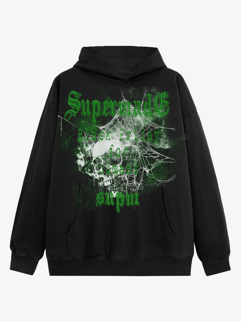 Gothic Skull Spider Web Graphic Hoodie