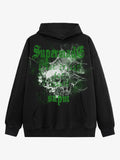Gothic Skull Spider Web Graphic Hoodie