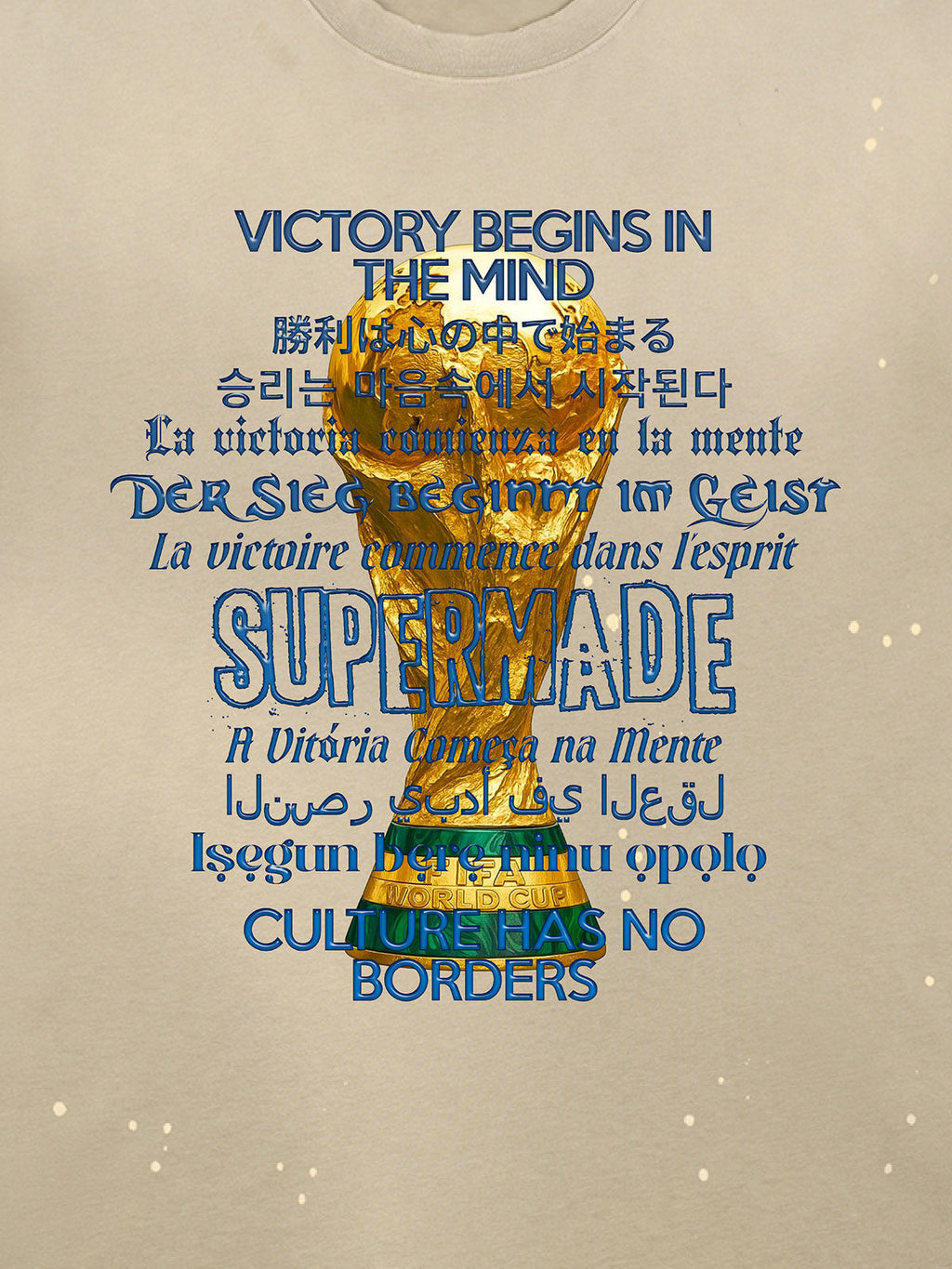 Washed World Cup Trophy Multi-Language Graphic T-Shirt