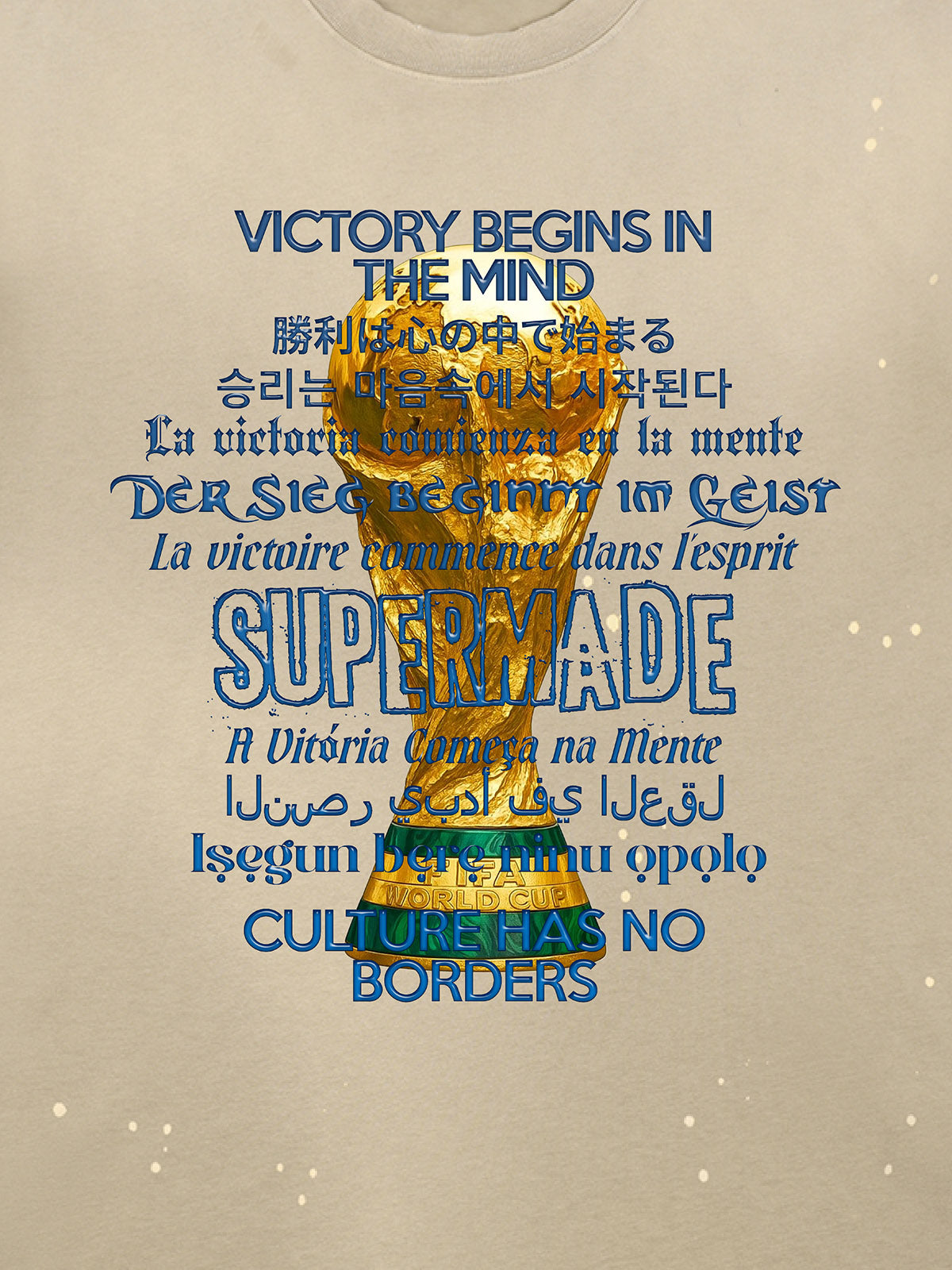 Washed World Cup Trophy Multi-Language Graphic T-Shirt
