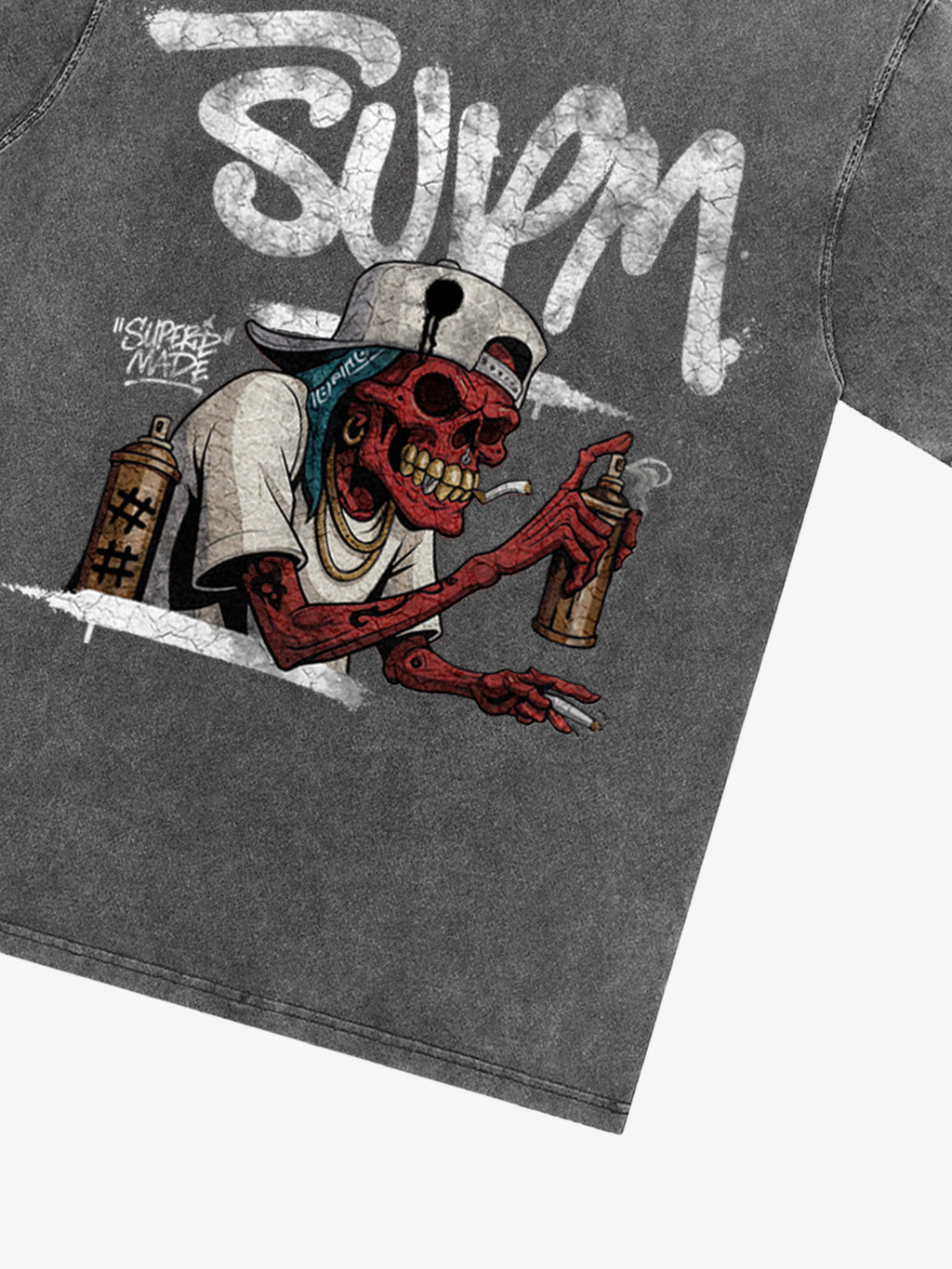 Street Trendy Skull Spray-Paint Graffiti Master T-Shirt