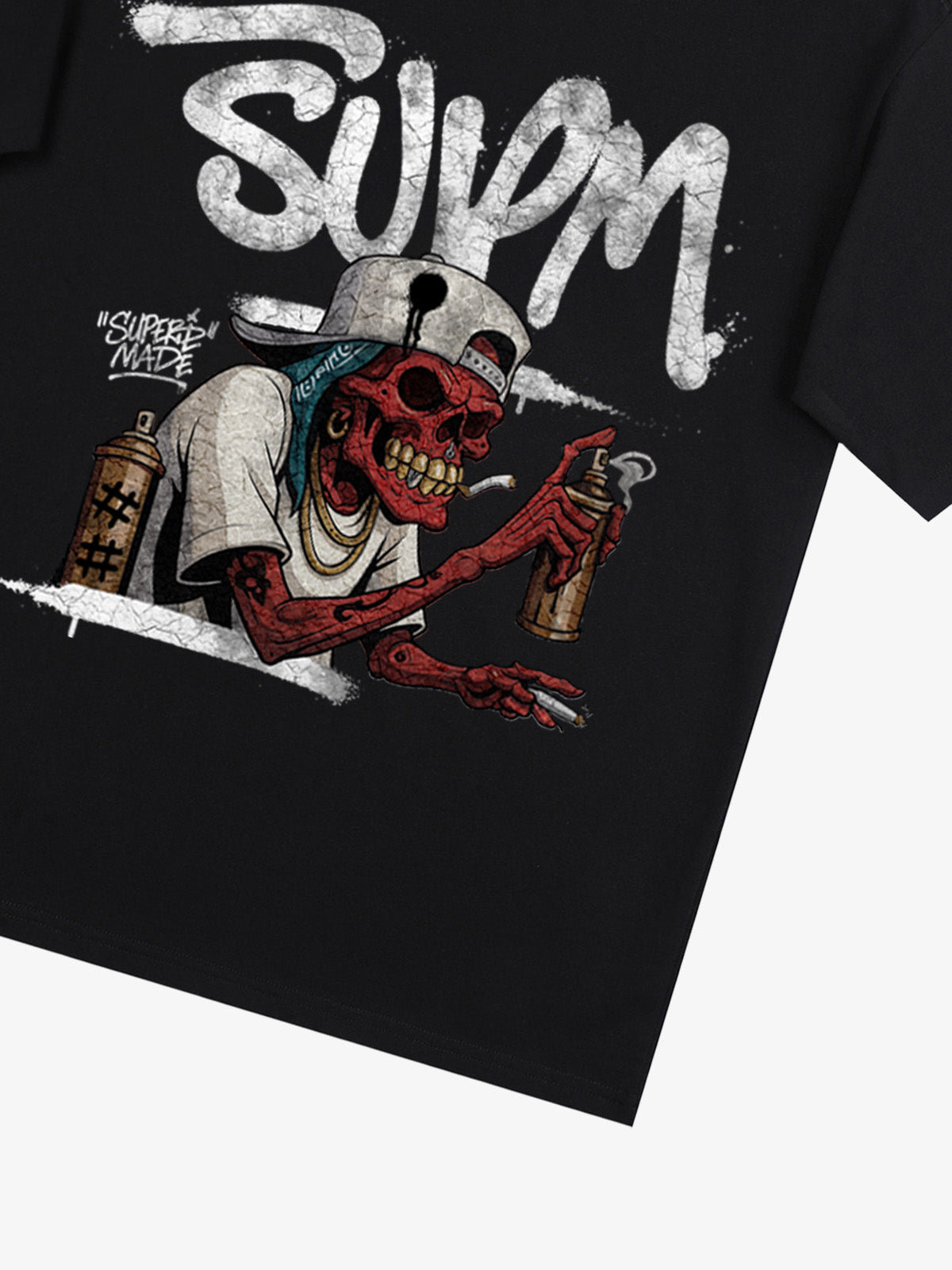 Street Trendy Skull Spray-Paint Graffiti Master T-Shirt