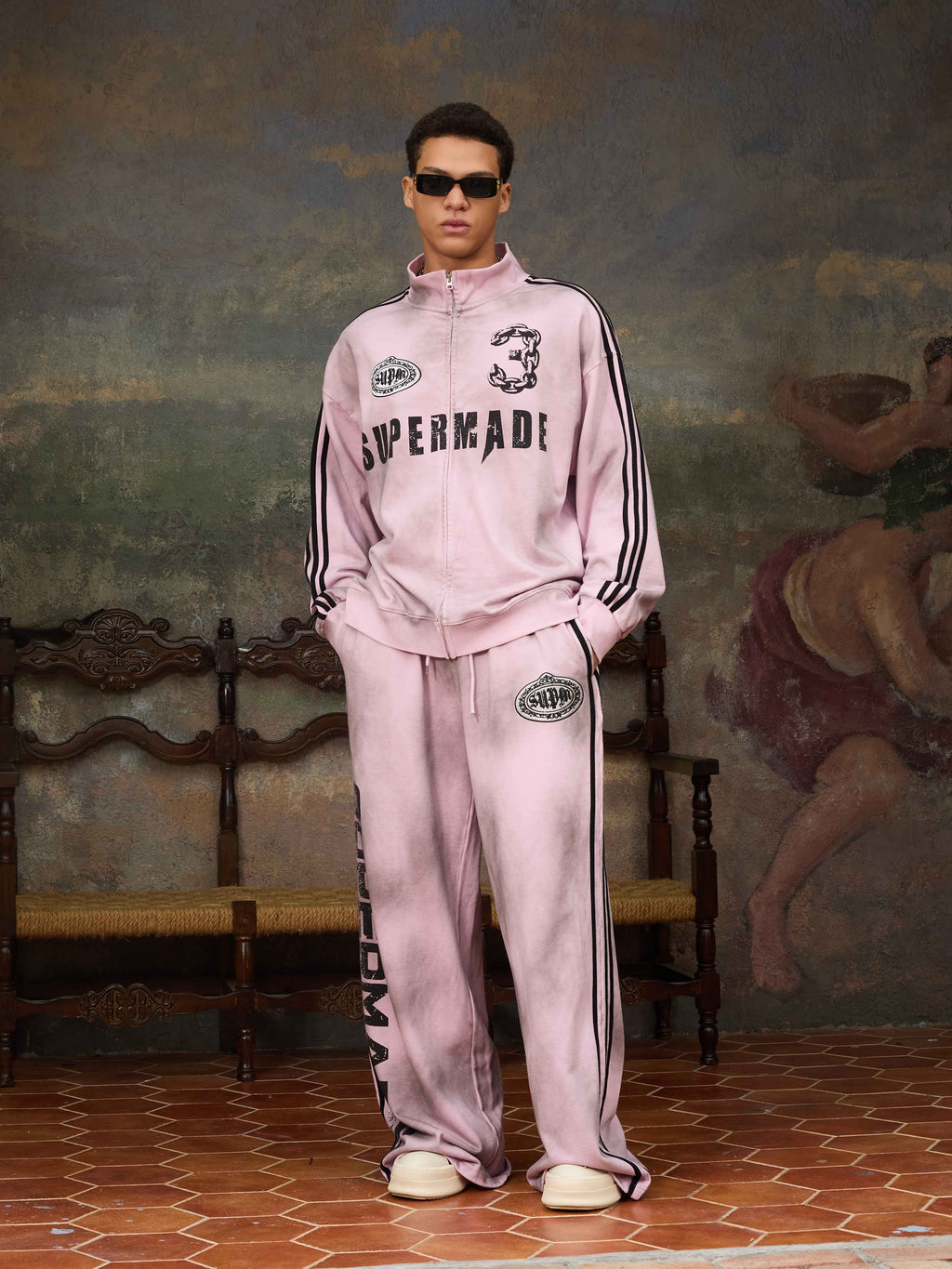 precipice Vintage Distressed NO.3 Stand Collar Tracksuit - 2591