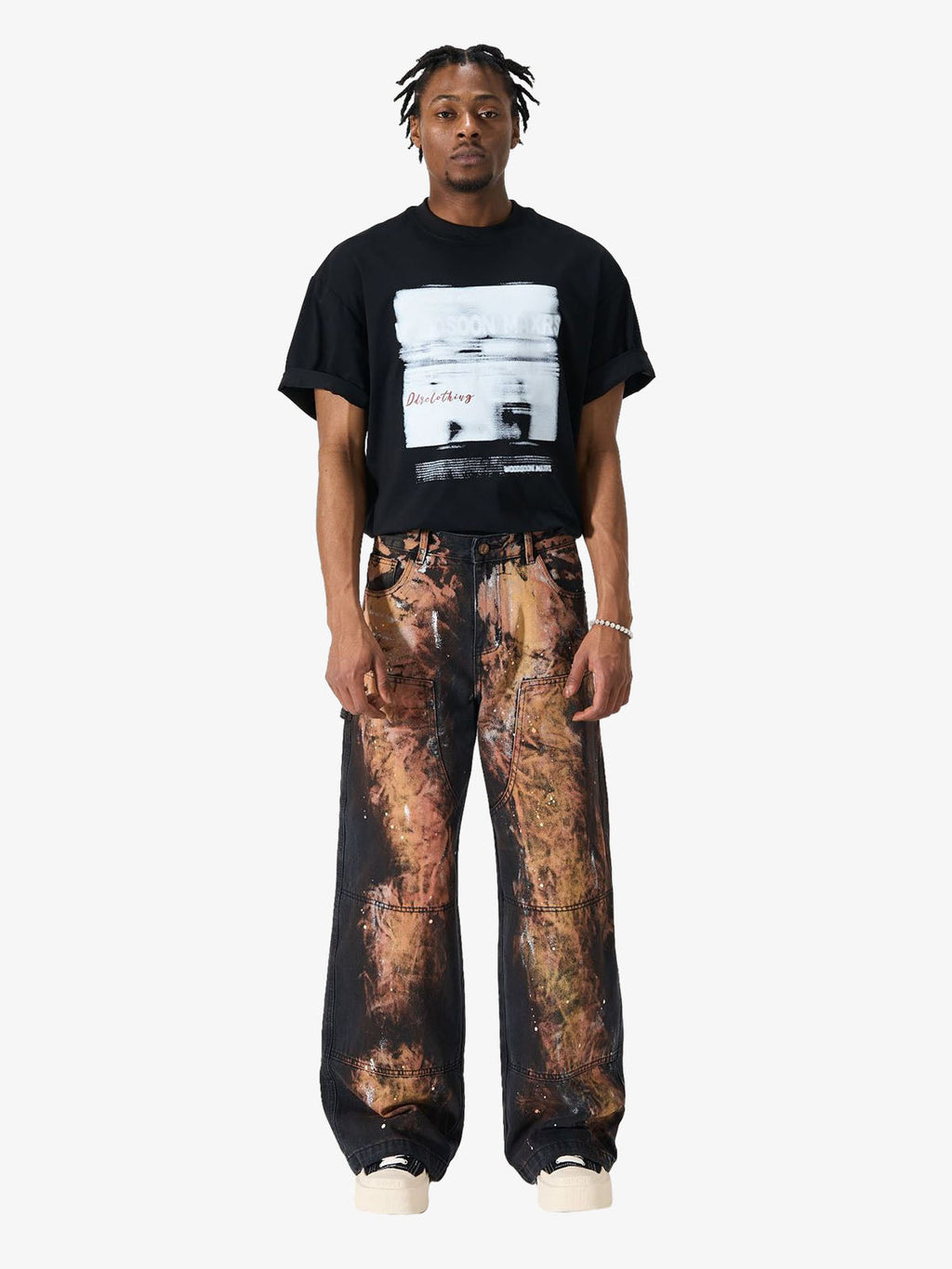 Graffiti Painted Cargo Denim Jeans
