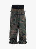 Three-Waist Splicing Camouflage Cargo Buckle Waist Design Overalls