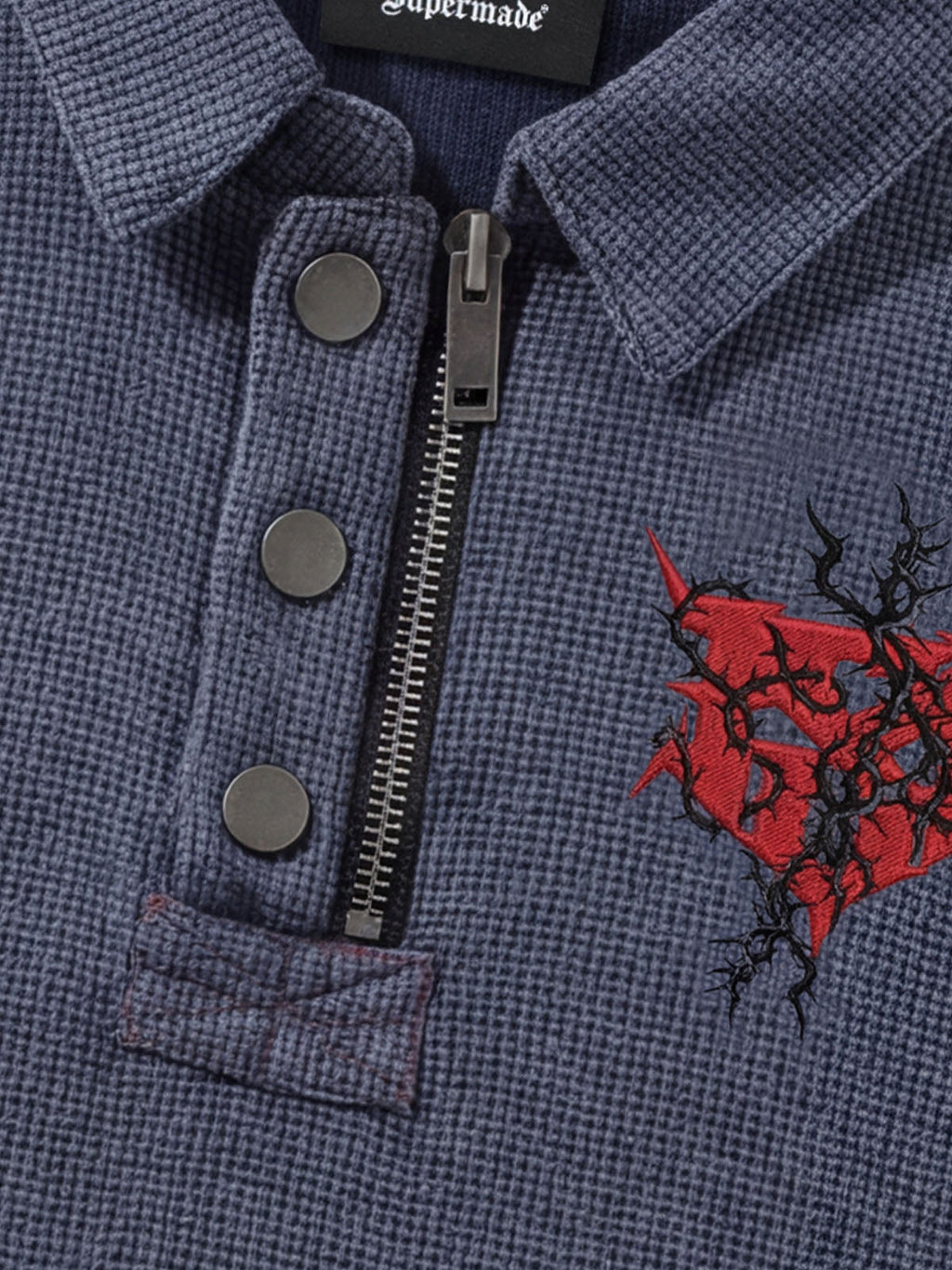 Embroidered Graphic Zip Polo Shirt