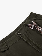 Draped Fabric Accessories Deconstructed Wide Leg Cargo Pants